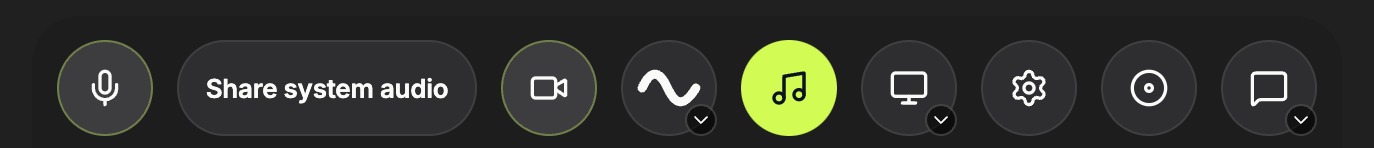 Lesson controls with the Share system audio button