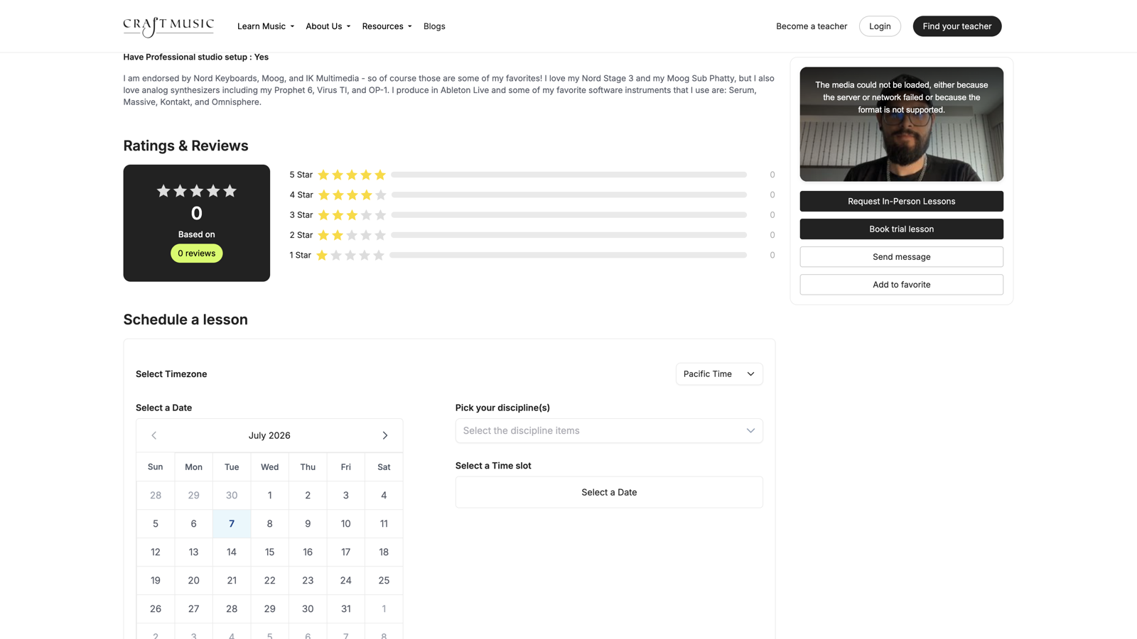 Book a lesson on the schedule calendar